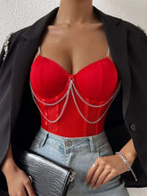 Chain Detail Bustier Mesh Cami Bodysuit